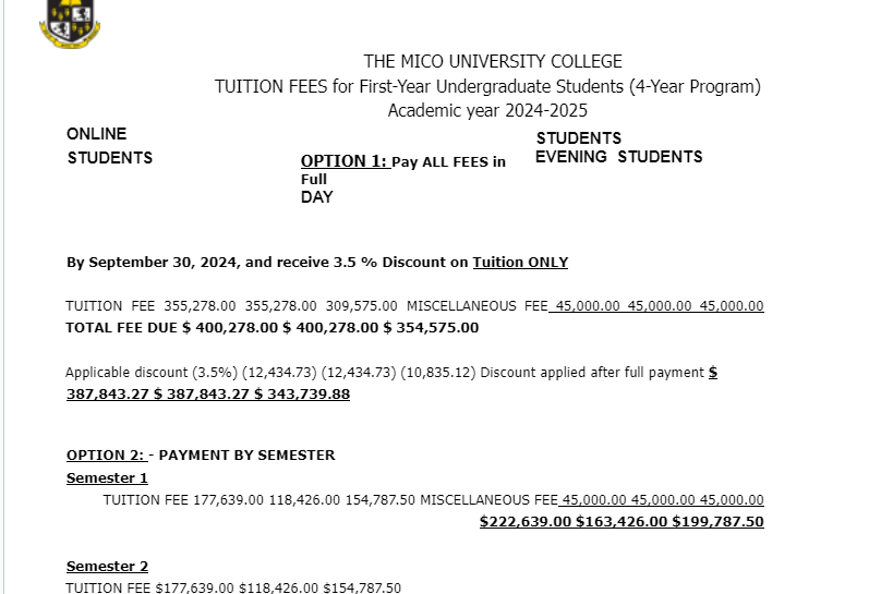 First Year Student General Information – The Mico University College